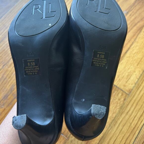 Lauren Ralph Lauren Harper Black Leather Pumps – Classic Heels 8.5B - Picture 8 of 9